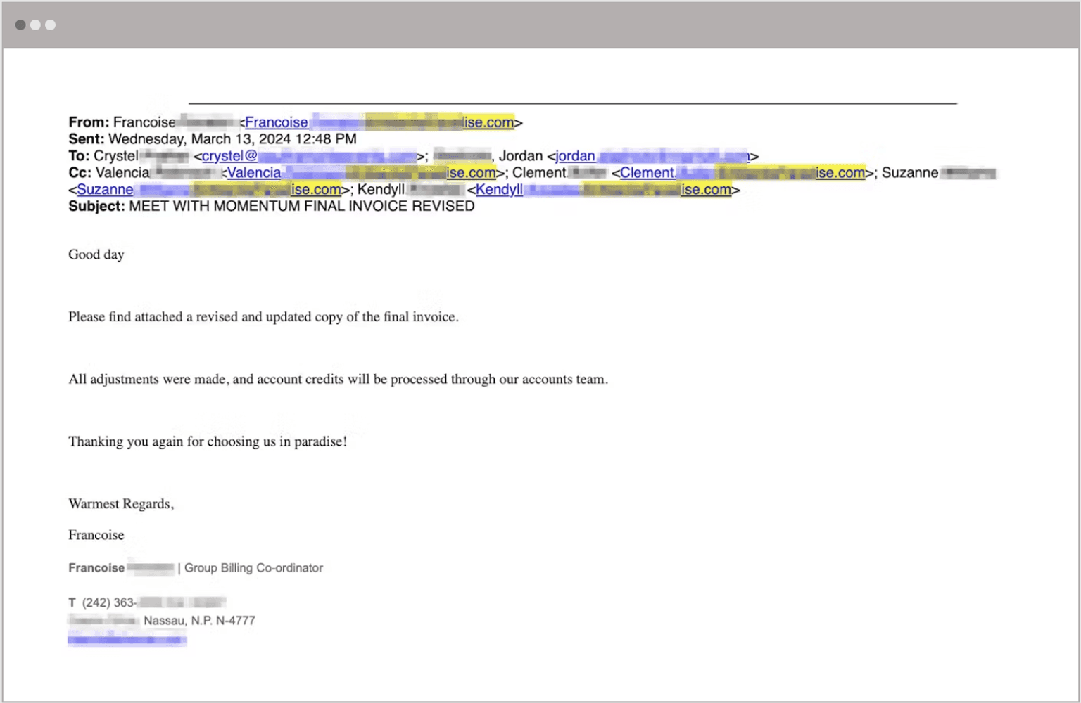 Thread Hijacking Email Example 2