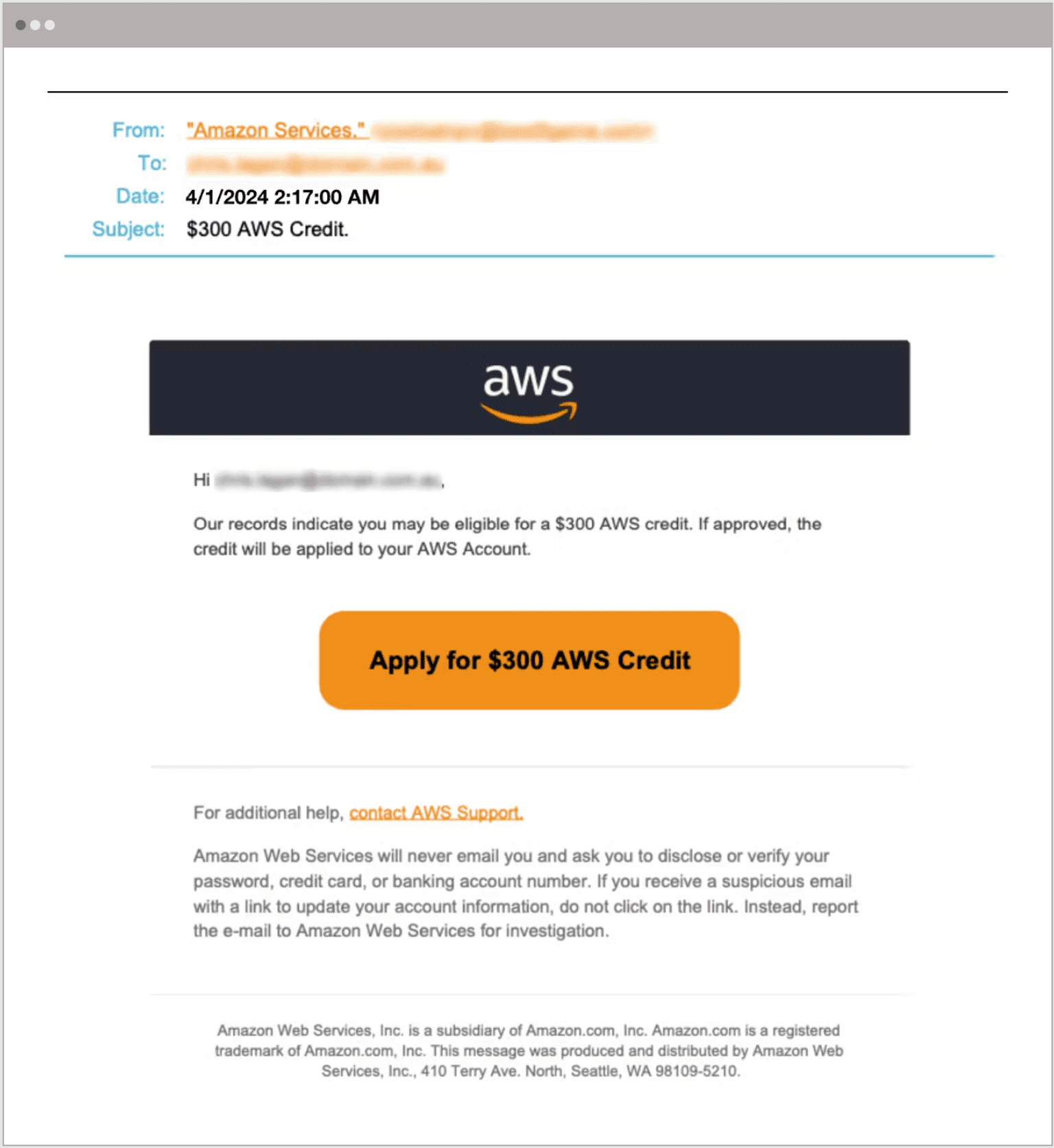 Q2 2024 Attacks AWS Impersonation Email F