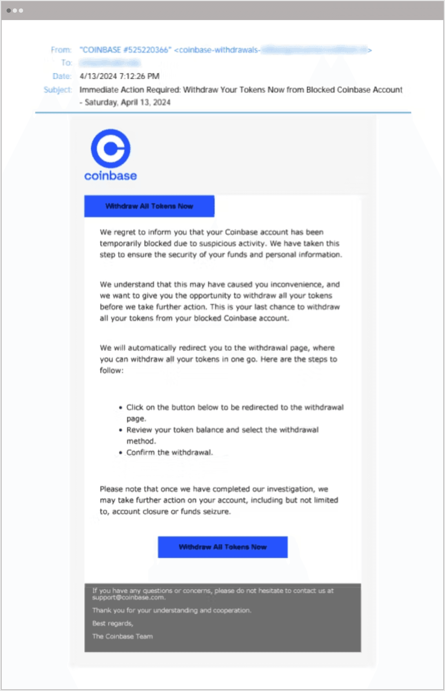 Q2 2024 Attacks Coinbase Impersonation Email F