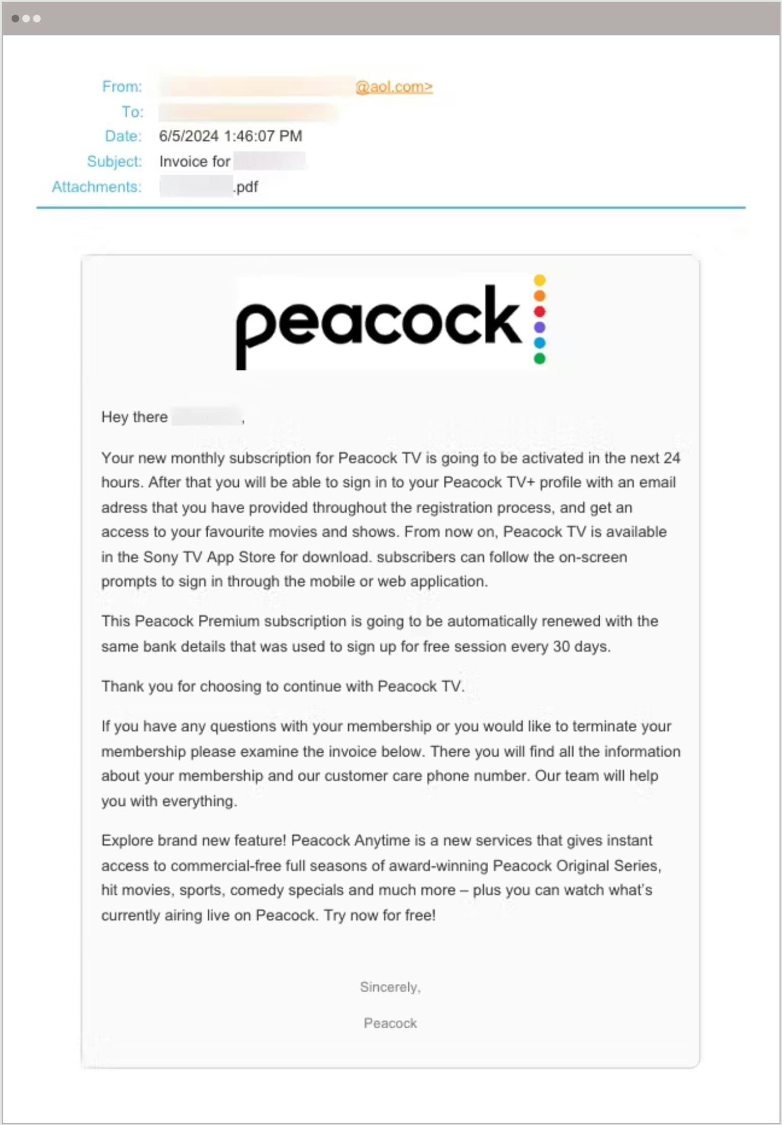 Q2 2024 Attacks Peacock Impersonation Email F