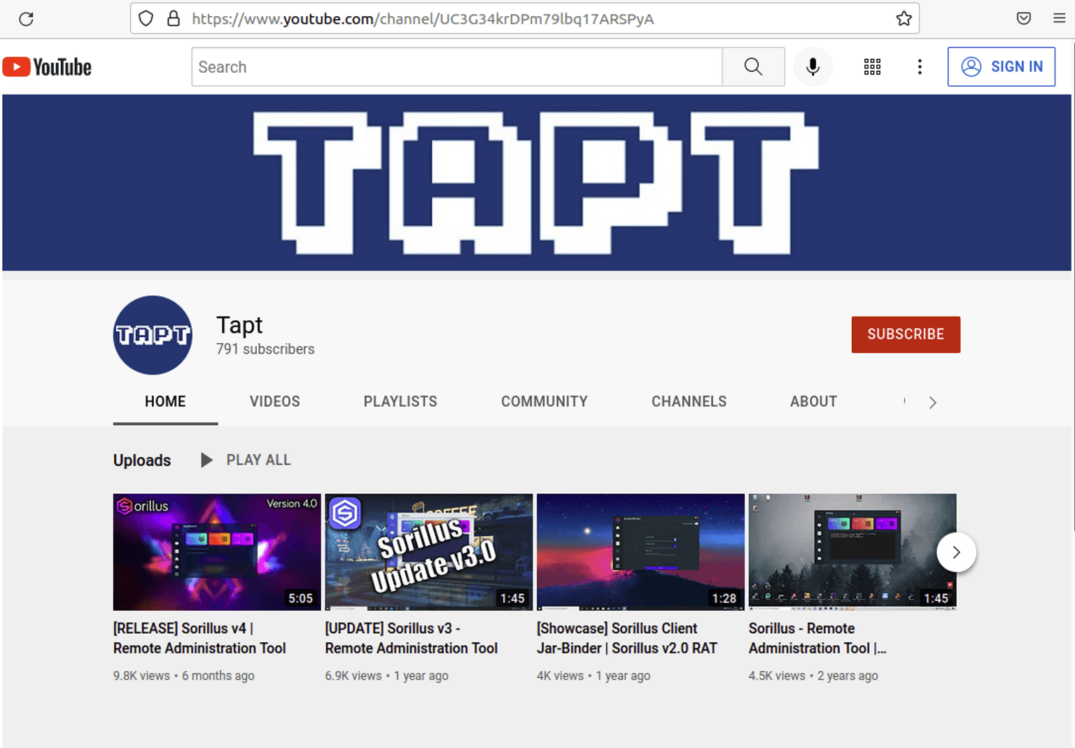 TAPT Youtube channel