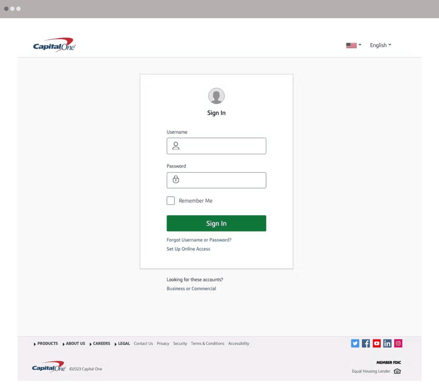 Capital One Impersonator Phishing Page