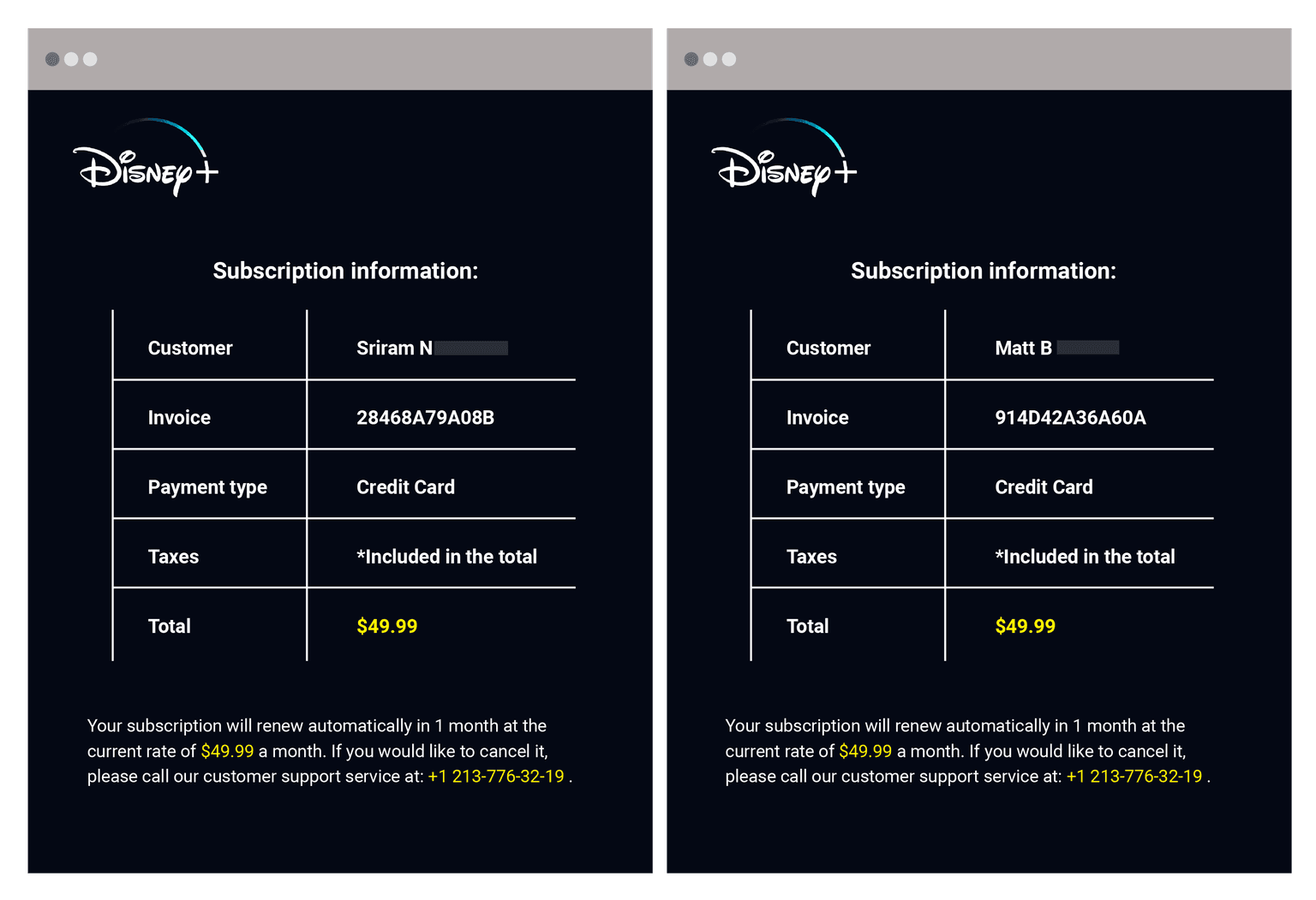 Disney Attack Invoices