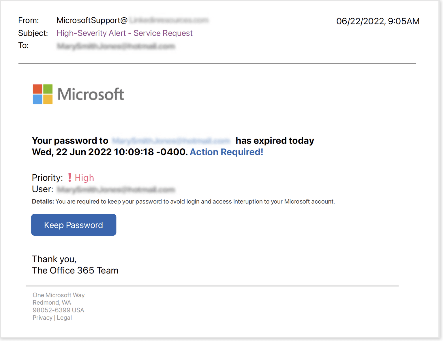 H2 2022 Threat Report Blog Microsoft Phishing Email