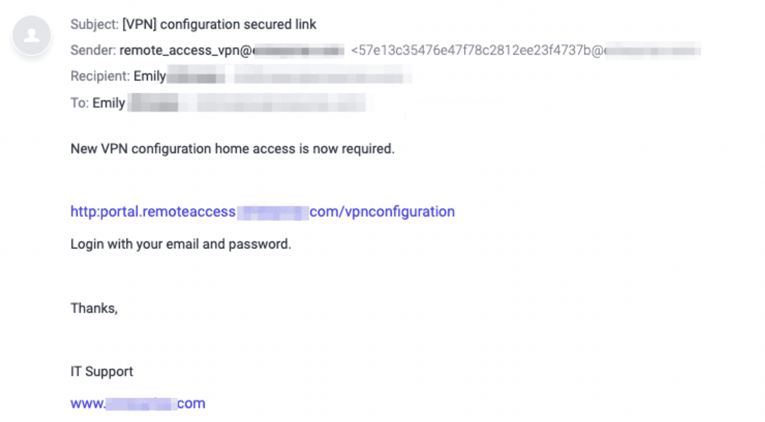 Phishing Blog Email Example