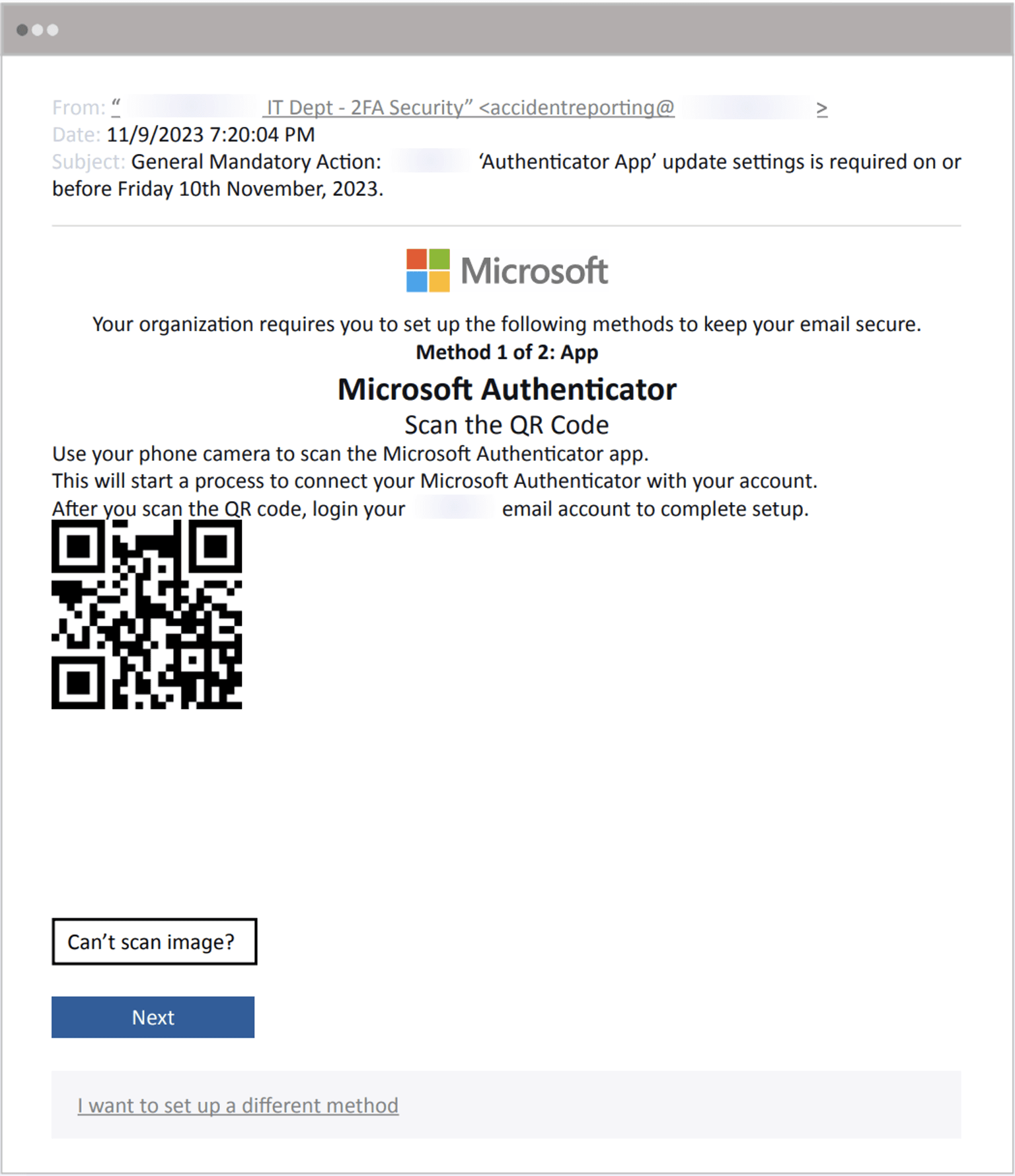 QR Code Phishing Blog Microsoft MFA Email