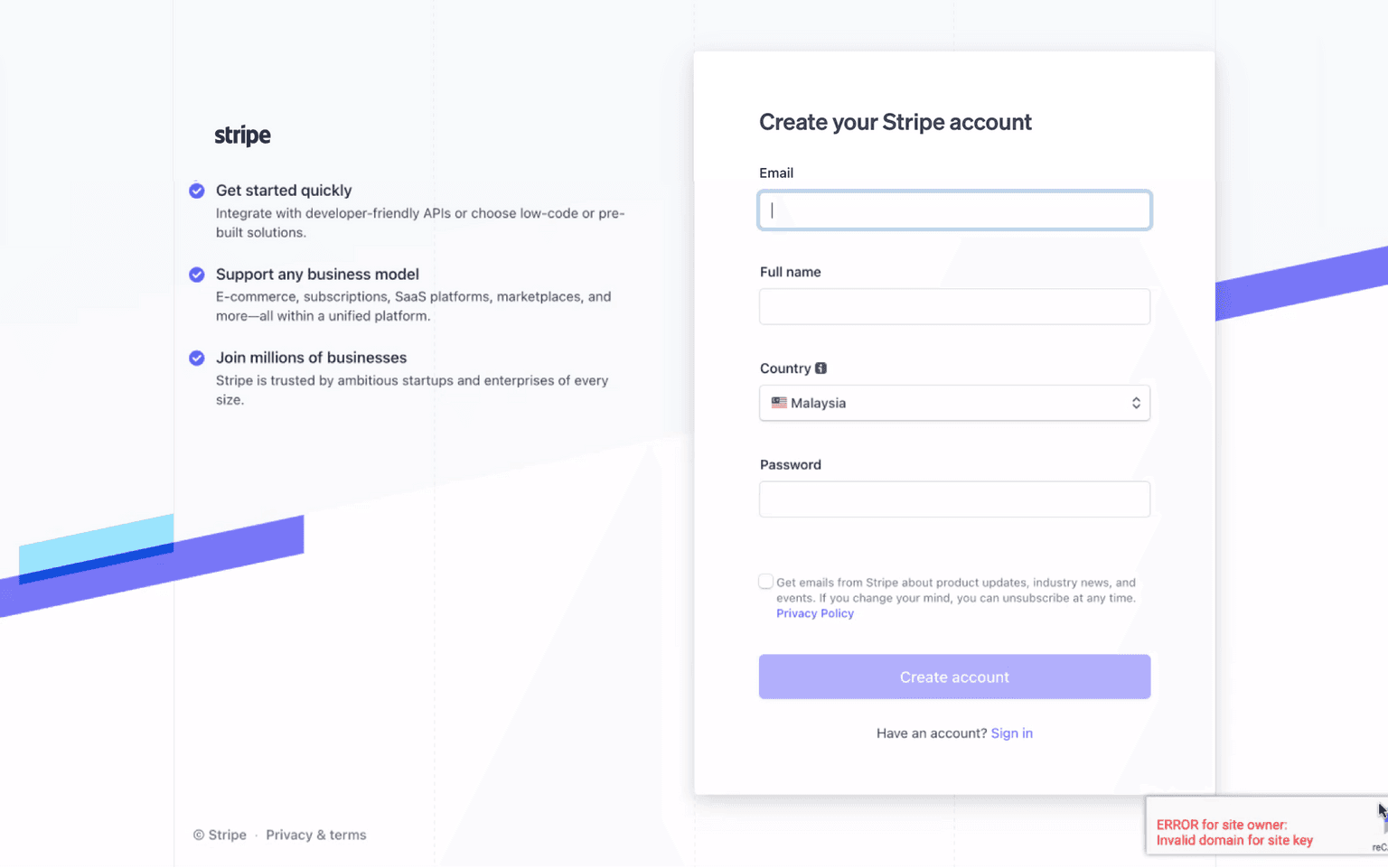 Stripe Credential Phishing Attack Stripe Signup Page Fake