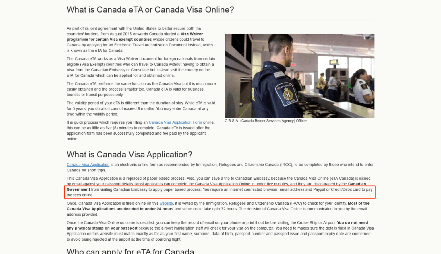 Canadian visa phishing payment instructions