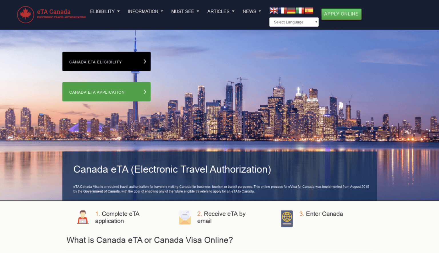 Fake Canadian visa phishing site