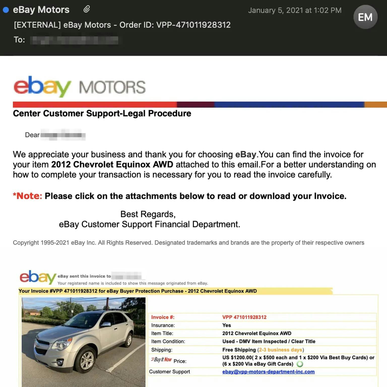 Ebay email scam